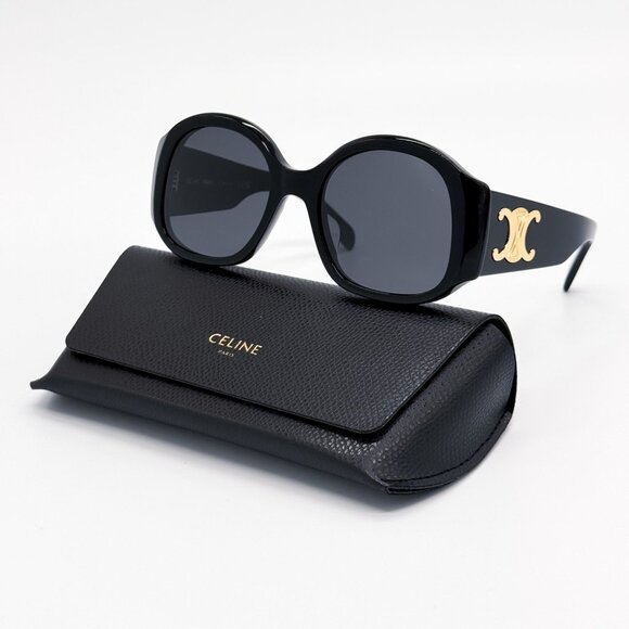 NEW CL40305U 01A OVERSIZED BLACK WOMEN SUNGLASSES CELINE CL40305U - Picture 1 of 14